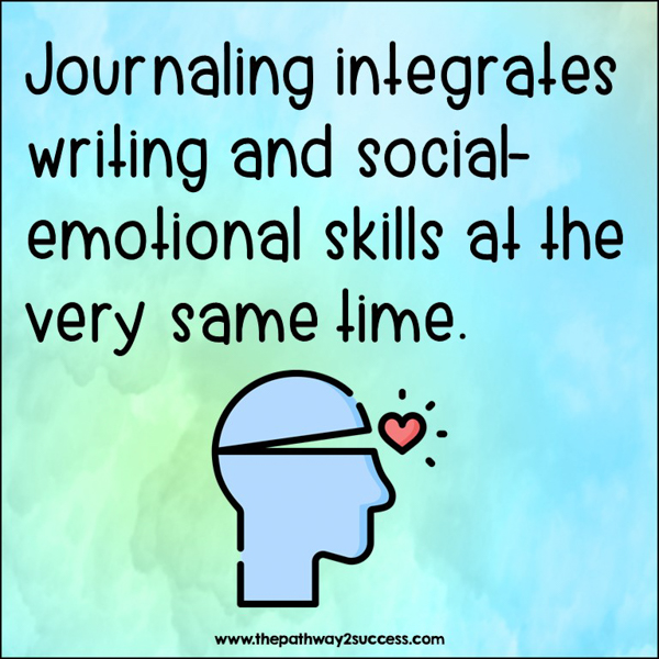 Journal writing integrating writing (academic skills) and social-emotional skills at the very same time.