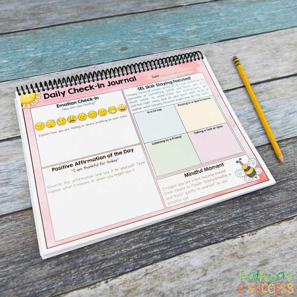 Daily social-emotional learning check-in journal