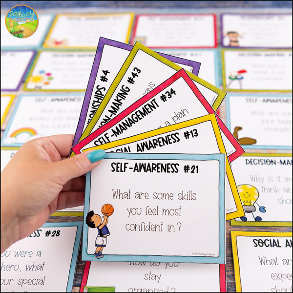 Social emotional learning cards with daily SEL chat prompts
