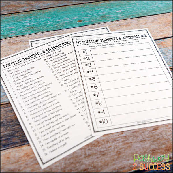 Positive thoughts and affirmations free activity