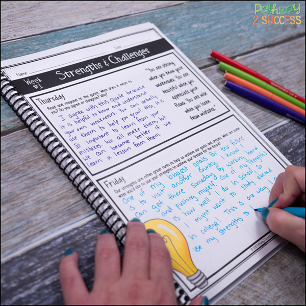 Social emotional learning journal writing activities