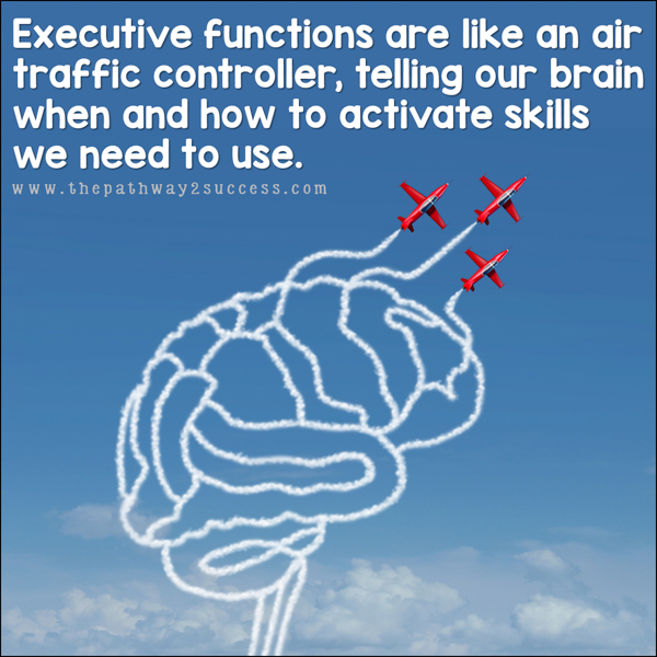 Executive functions are like an air traffic controller, telling our brain when and how to activate skills we need to use.