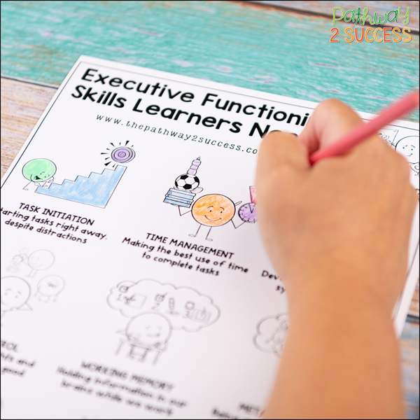 Executive functioning skills we are building free poster and coloring page