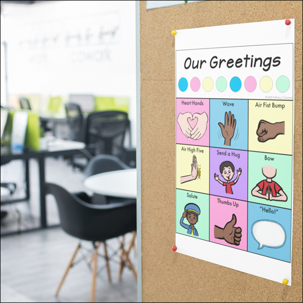 Daily greetings to build classroom community poster