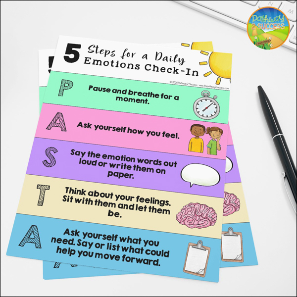 5-step emotions check-in activity