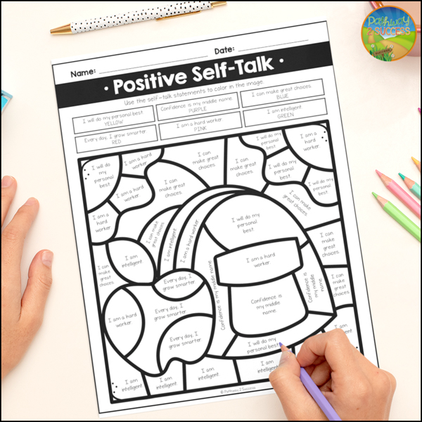 color by positive self-talk phrase