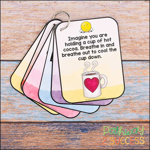 mindful breathing cards to boost self-control skills for teens