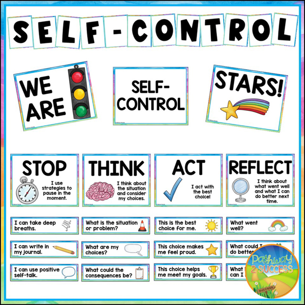 Use visuals in the classroom to give reminders about self-control skills.