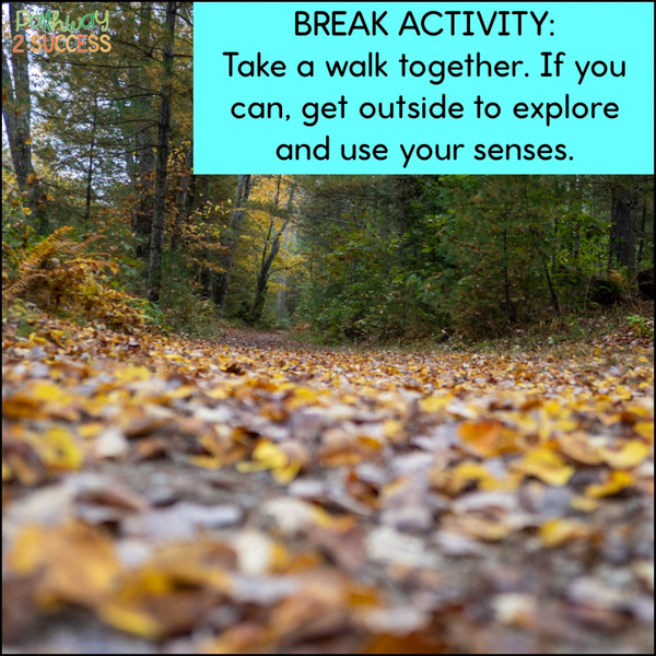 take an outdoor sensory walk for a brain break