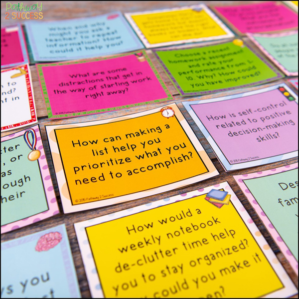 Use task cards to discuss executive functioning skills and learn together.