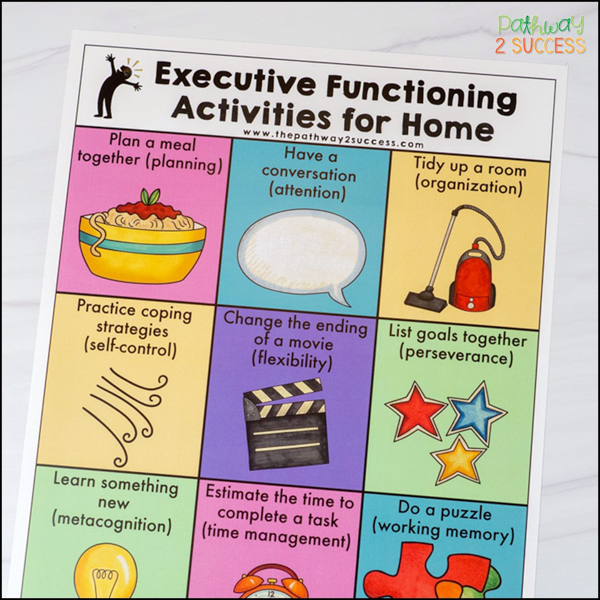 Encourage home practice with executive functioning skills and strategies.
