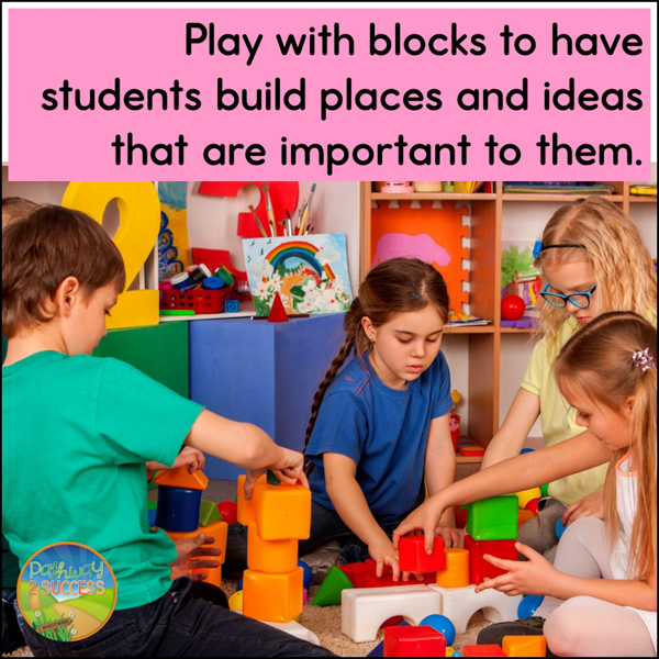 Play with blocks together.