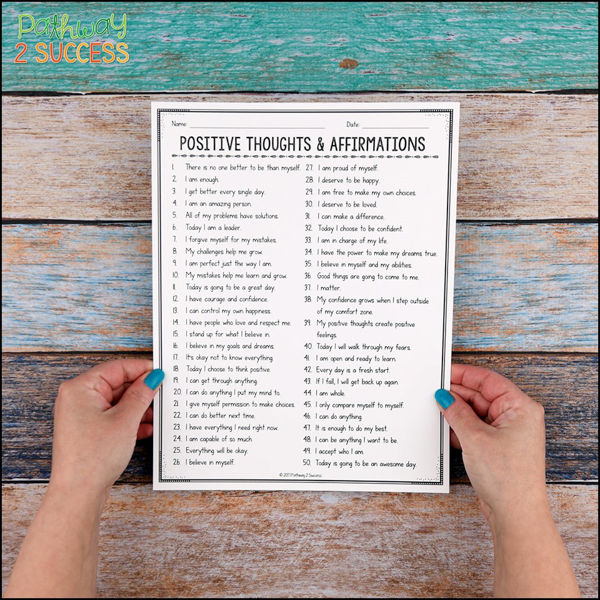 positive affirmations list for kids