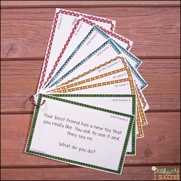 Social scenario problem-solving cards for kids.