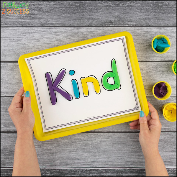 Use play dough to build shapes and words associated with SEL skills for your K-2 learners.