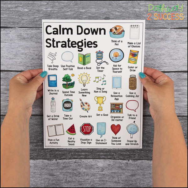 calm down strategies posters for kids and teens