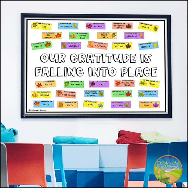 Create a gratitude bulletin board in your classroom with students.