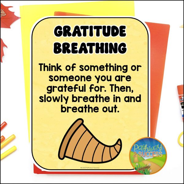Gratitude mindful breathing activity for kids and teens