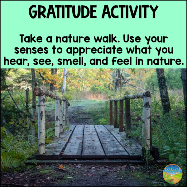 Take a nature walk to practice gratitude with kids and teens.