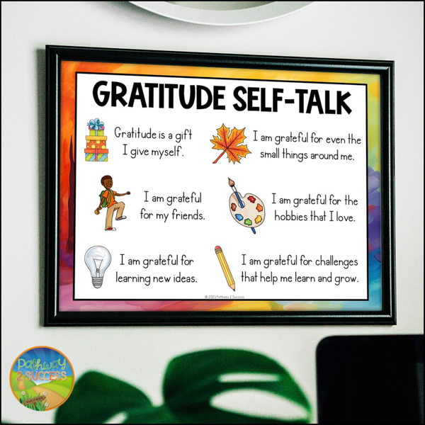 Gratitude self-talk activity for kids and teens.