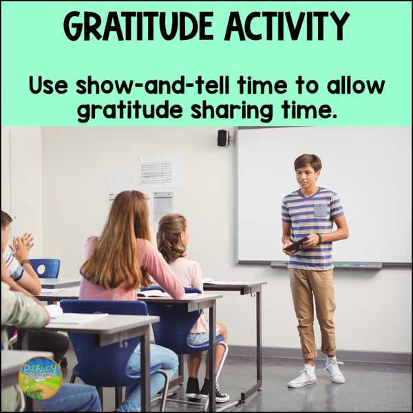 Gratitude show and tell activity.