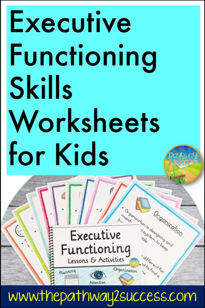 Executive functioning skills worksheets and workbook pages to teach kids and teens the skills they need for success! Worksheets focus on teaching strategies for planning, organization, time management, attention, and more. Free and full versions are included to help teachers find what they need for their students!