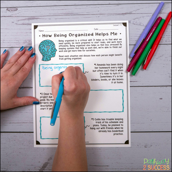 organization lessons and activities for kids