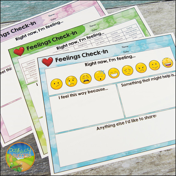 Free emotions check-in worksheets for children and teens