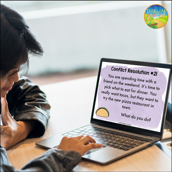 Conflict Resolution #21: You are spending time with a friend on the weekend. It's time to pick what to eat for dinner. You really want tacos, but they want to try the new pizza restaurant in town. What do you do?