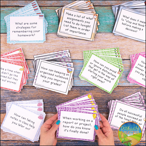 executive functioning discussion cards to boost skills for planning, organization, attention, and more.