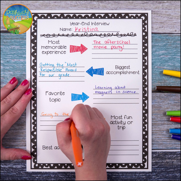 free partner reflection interview for the end of the school year