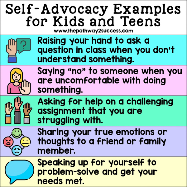 Self-advocacy examples for kids and teens