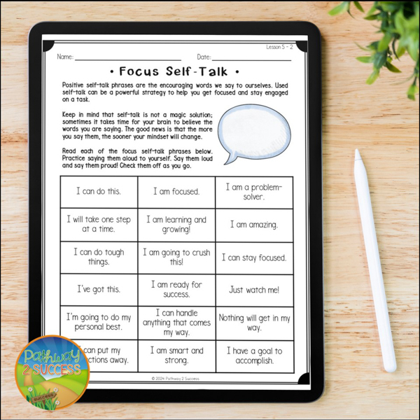 Focus self-talk to set the stage for success