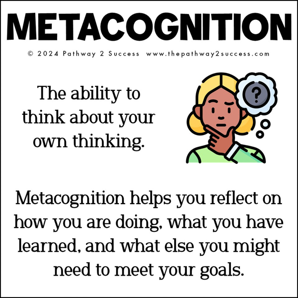 Metacognition: the ability to think about your own thinking.