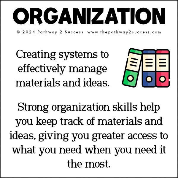 organization: creating meaningful systems to keep track of materials and ideas