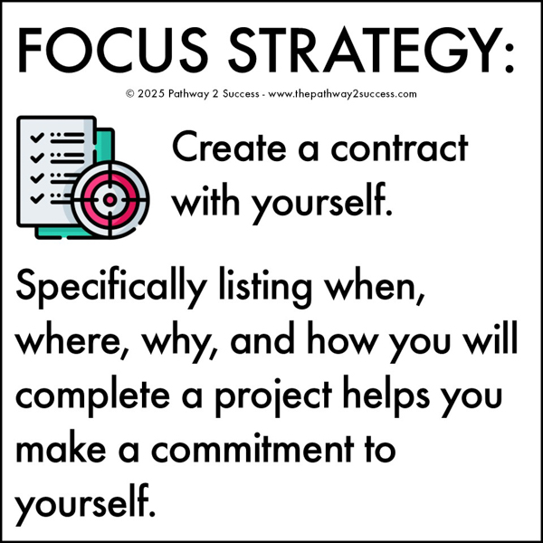 focus strategy for kids and teens: create a contract with yourself