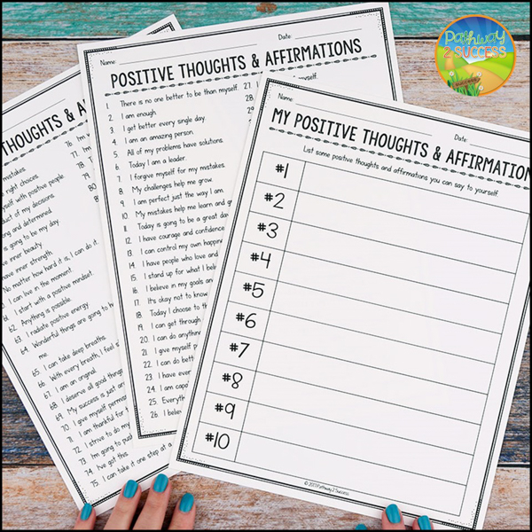 positive thoughts and affirmations free list for kids and young adults to build a positive inner voice