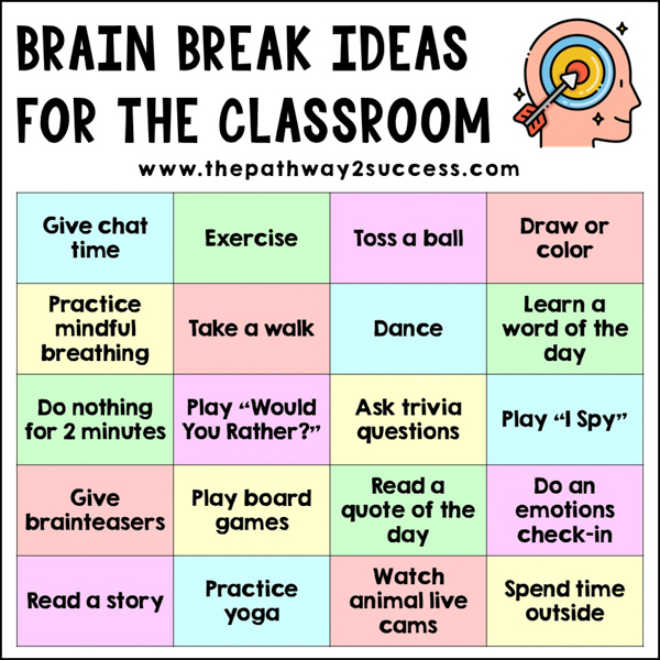 Brain break ideas for the classroom