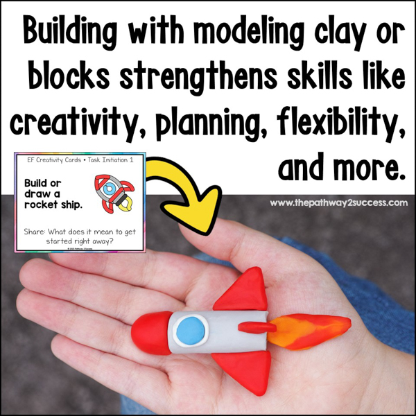 Building with modeling dough or blocks to build executive functioning skills