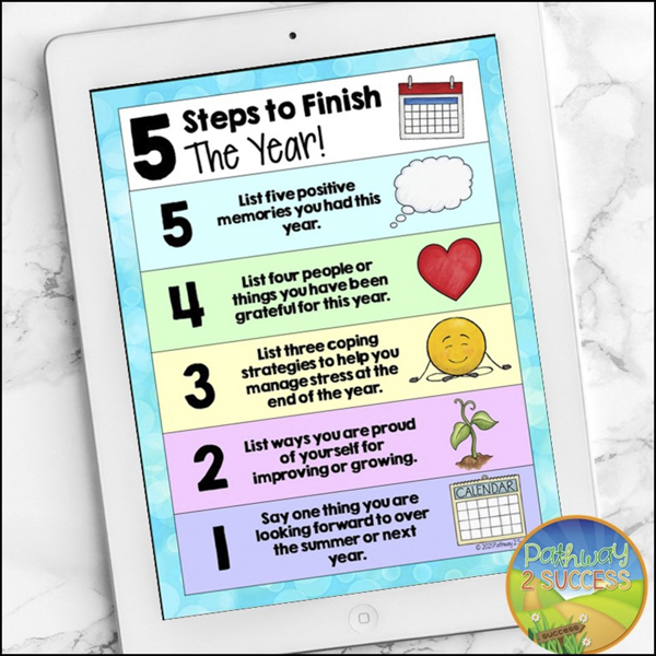 5 steps to finish the year activity for social-emotional learning skills