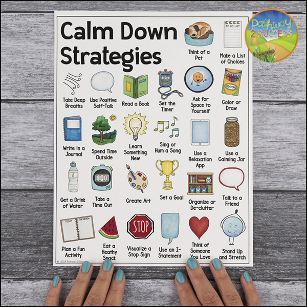 Calm down strategies posters for kids