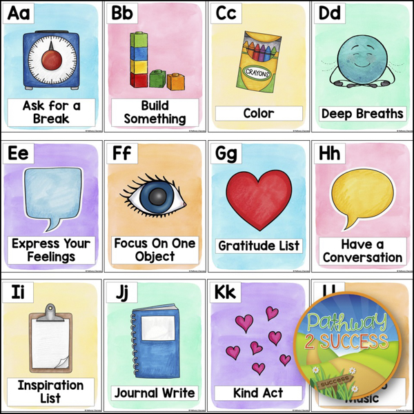 Calming corner visuals can be beautiful and encourage healthy coping skills.