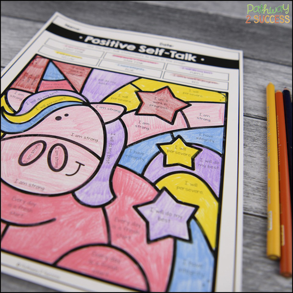 free printable positive self-talk coloring pages to try