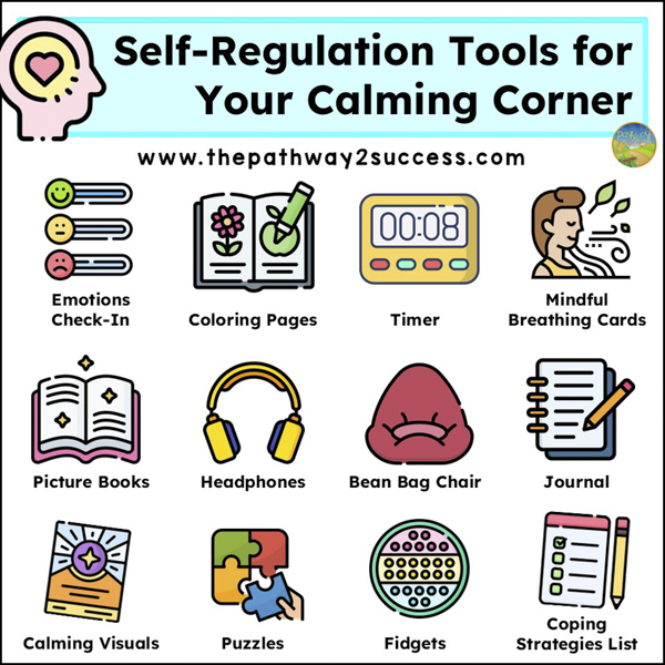 self-regulation tools for  your classroom calming corner