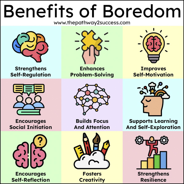 benefits of boredom visual for kids and teens