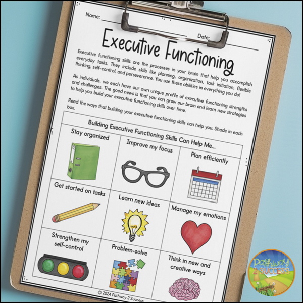 introduce executive functioning skills to students with a free set of worksheets
