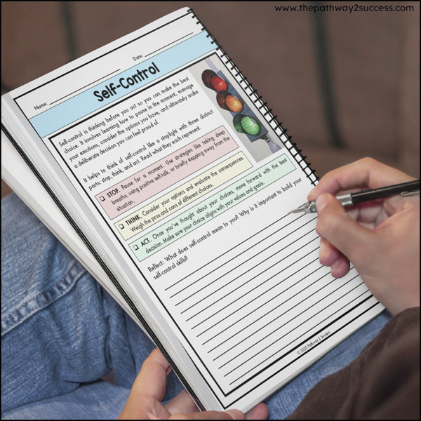journal writing activities for self-management skills - specifically for older kids!