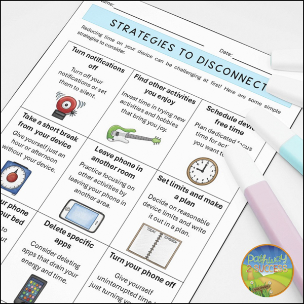strategies to disconnect - free worksheets