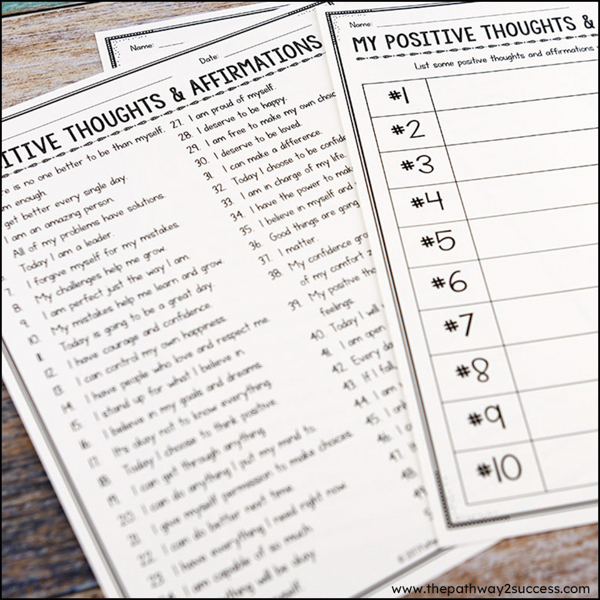 free positive affirmation worksheets for kids and young adults