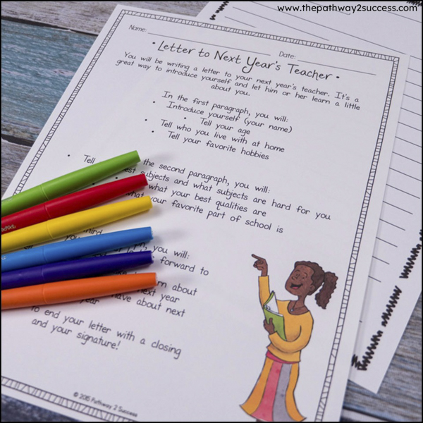 write a letter to your next year's teacher